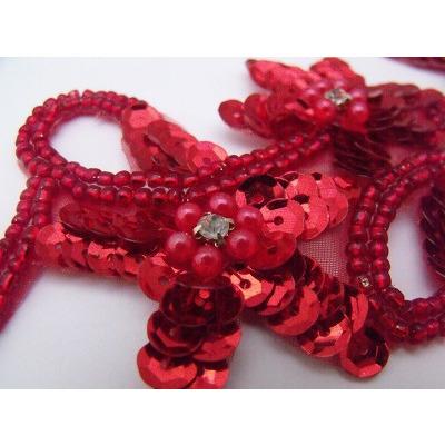 A - 080: Red floral applique - Aleemahs