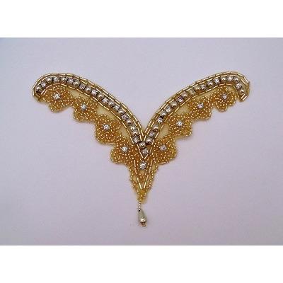 A-082:Gold bead and rhinestones with bead drop