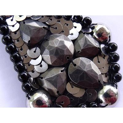 A - 087: Black and antique silver applique - Aleemahs