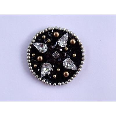 A - 088: Black applique with clear rhinestones. - Aleemahs