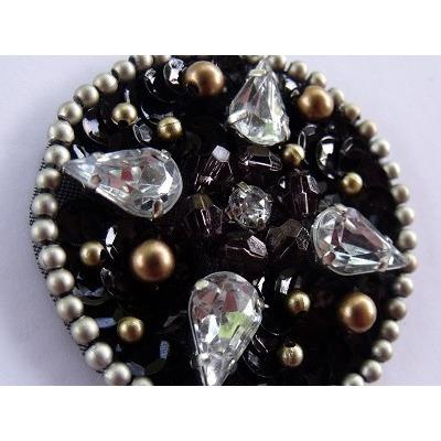 A - 088: Black applique with clear rhinestones. - Aleemahs