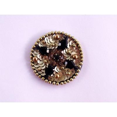 A - 088: Gold applique with black rhinestones. - Aleemahs