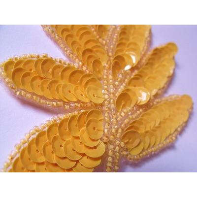 A - 091: Caramel sequin and bead leaf applique - Aleemahs