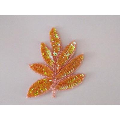 A - 091: Mandarin iris sequin and bead leaf applique - Aleemahs