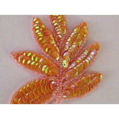 A - 091: Mandarin iris sequin and bead leaf applique - Aleemahs