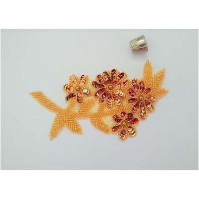 A - 095: Light copper leaf and flower applique - Aleemahs