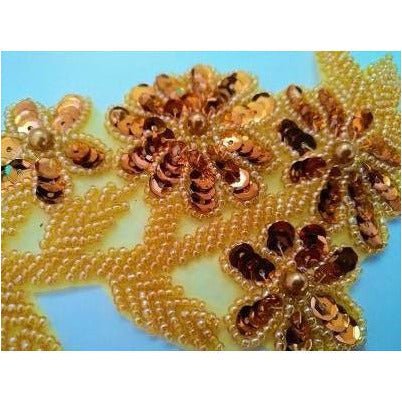 A - 095: Light copper leaf and flower applique - Aleemahs