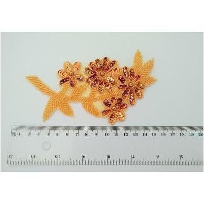 A - 095: Light copper leaf and flower applique - Aleemahs