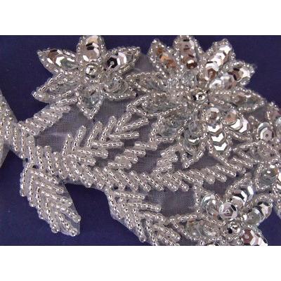 A-095: Silver leaf and flower applique