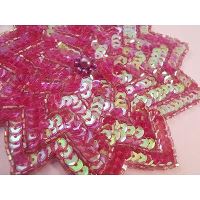 A - 098: large star shape applique, dark pink crystal - Aleemahs