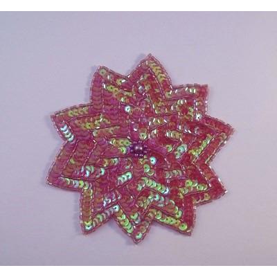 A - 098: large star shape applique, dark pink crystal - Aleemahs