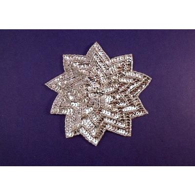A - 098: large star shape applique, silver - Aleemahs