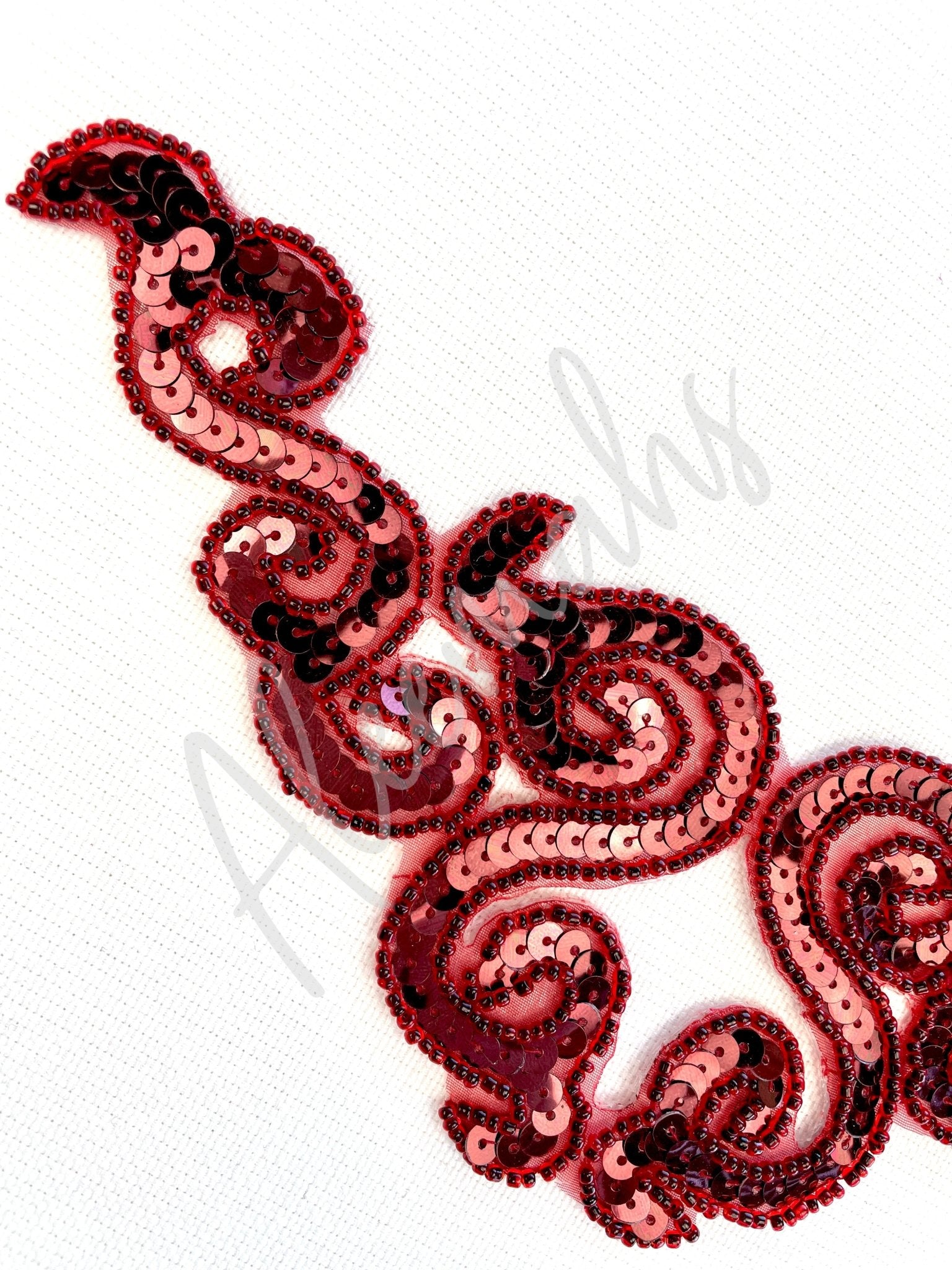 A - 107: Dark Red sequin and bead applique - Aleemahs
