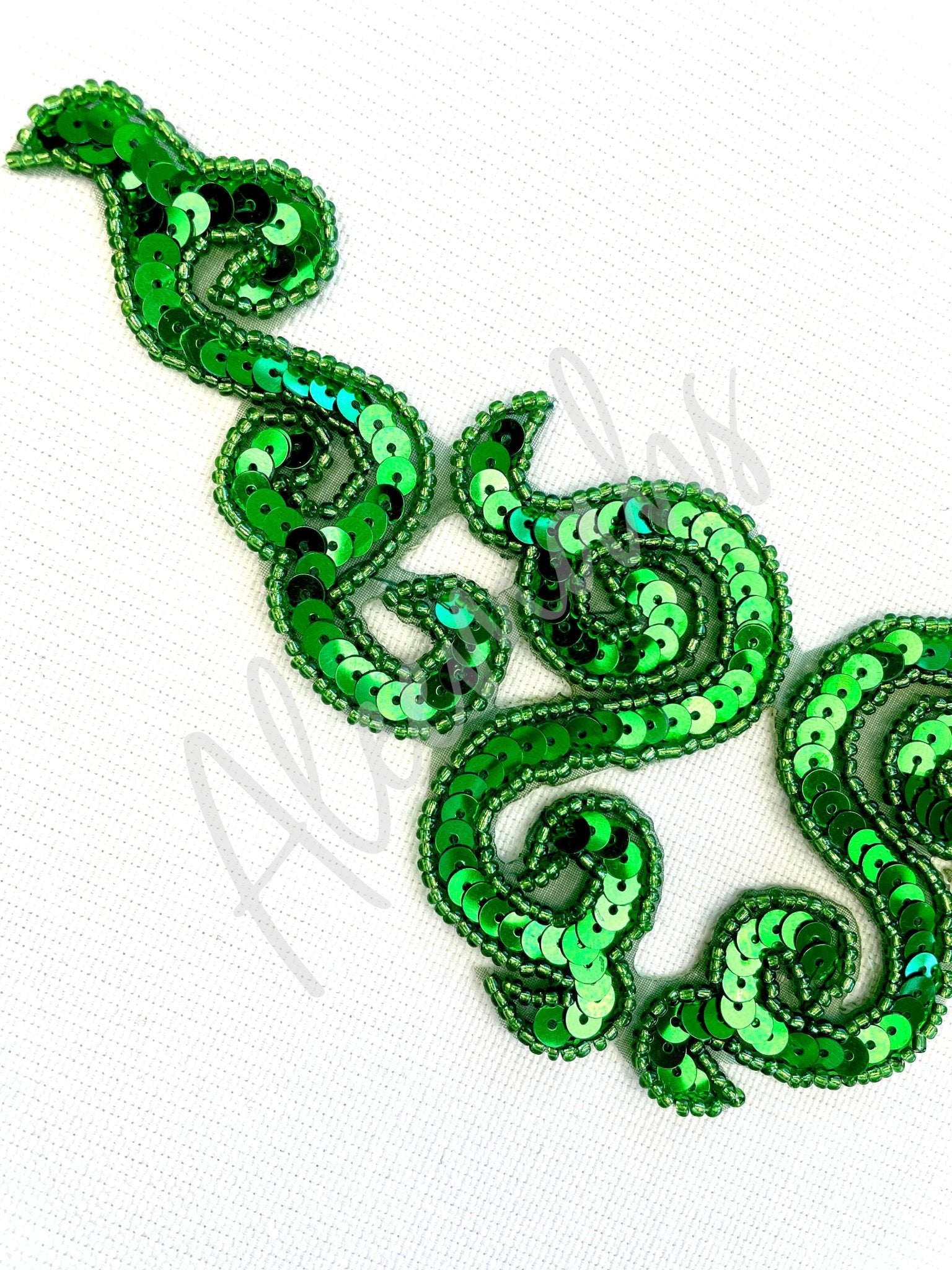 A - 107: Emerald sequin and bead applique - Aleemahs