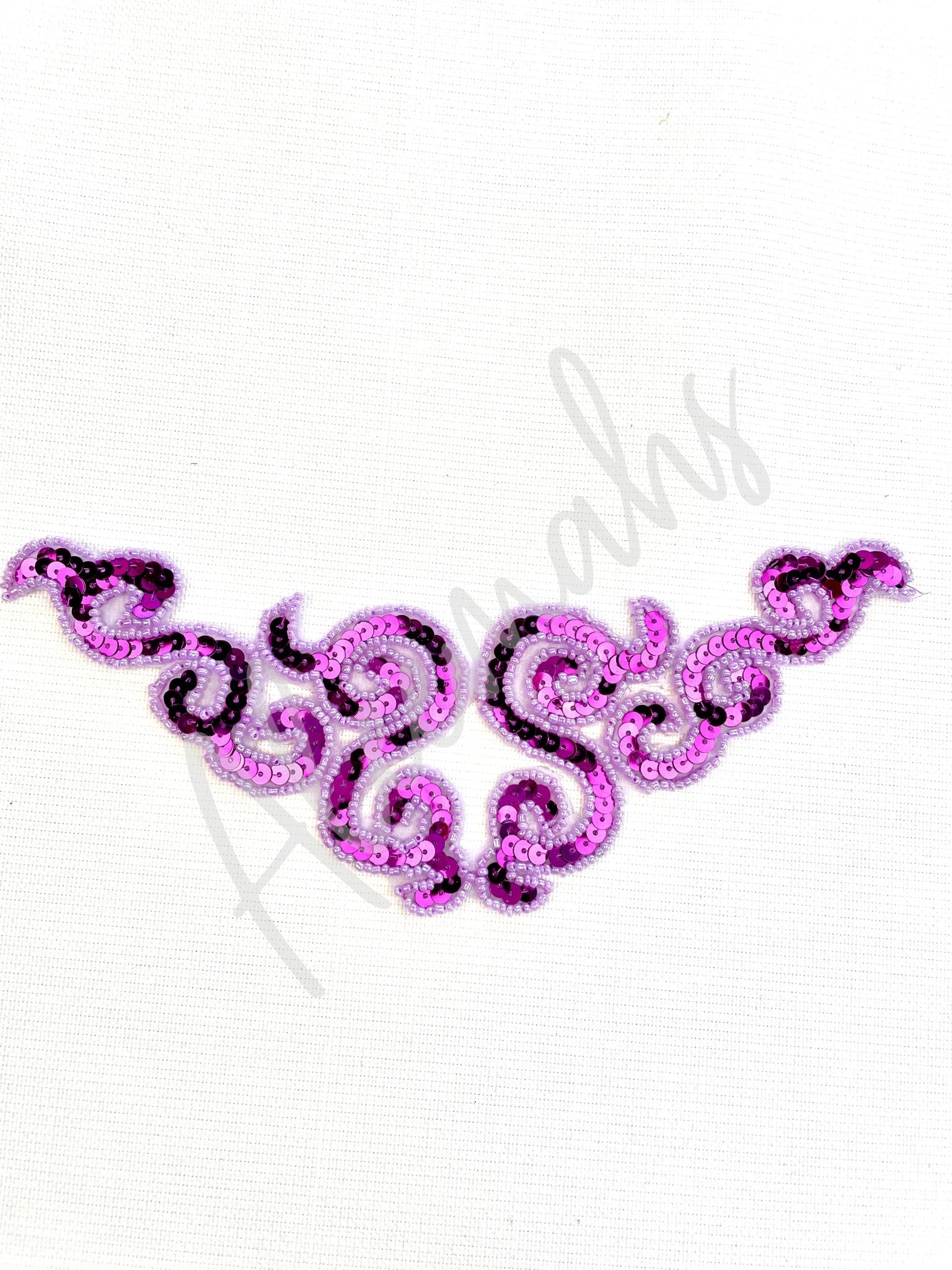 A - 107: Fuchsia and Lilac sequin and bead applique - Aleemahs