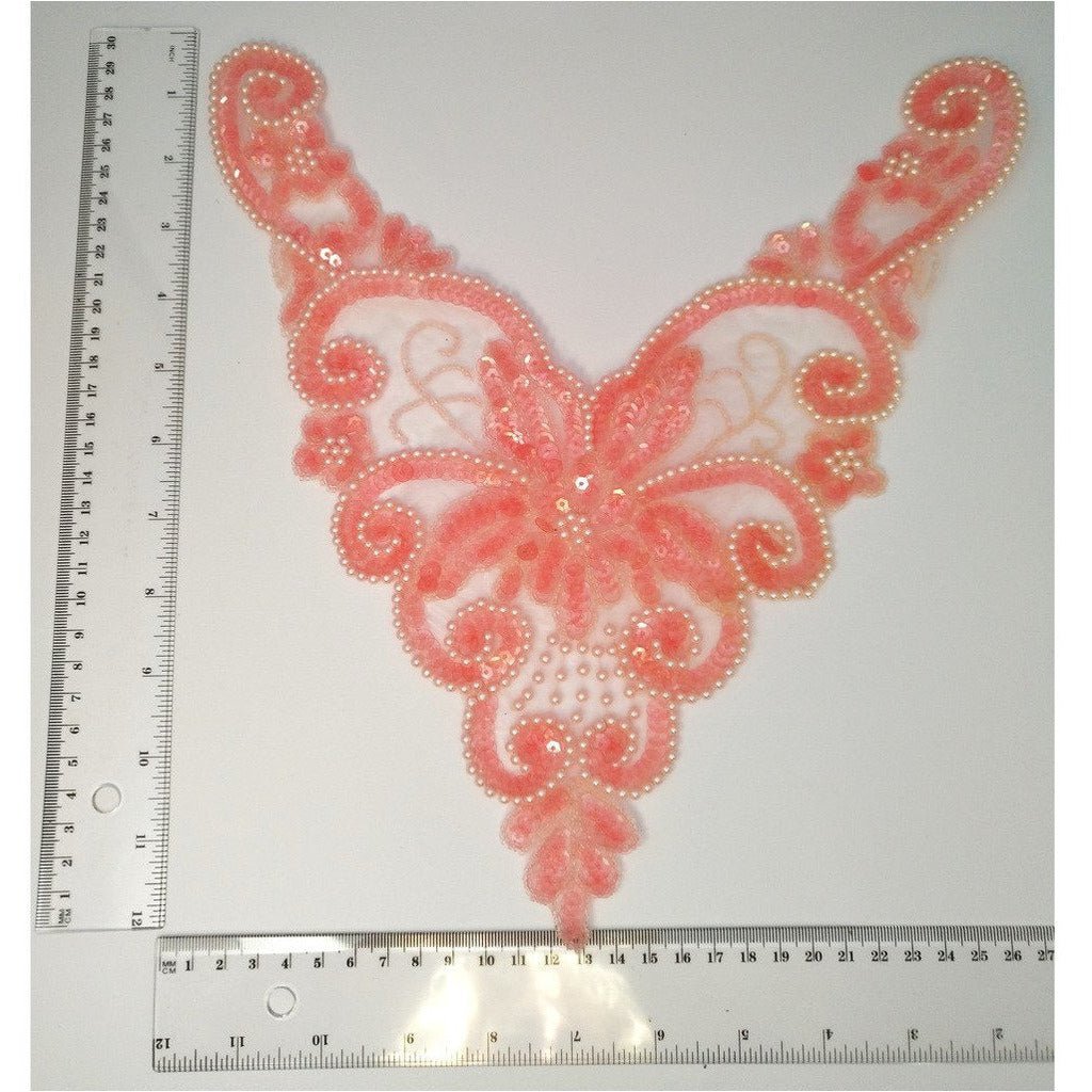 BN - 015: Pink Crystal Bodice applique - Aleemahs