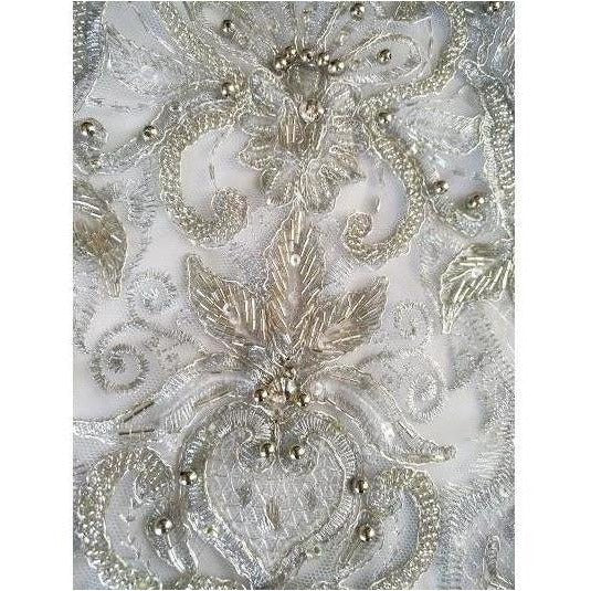 BN - 016: Silver beaded lace bodice - Aleemahs