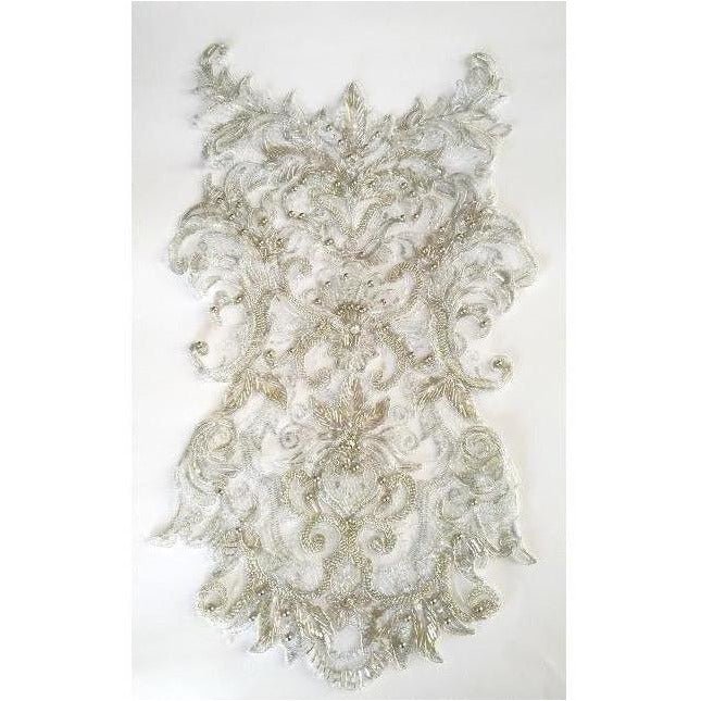 BN - 016: Silver beaded lace bodice - Aleemahs