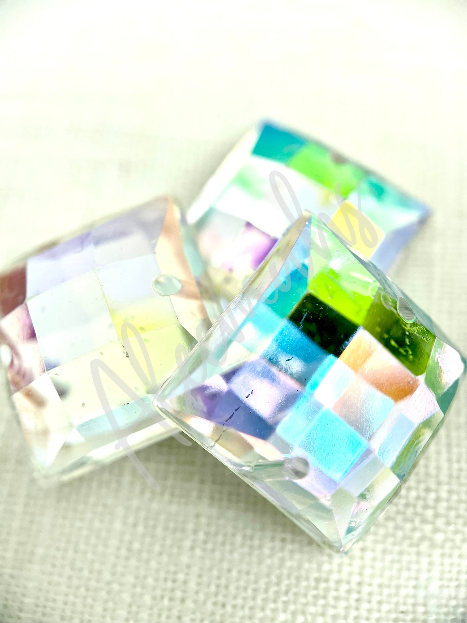 Crystal AB Square Acrylic Jewel - Aleemahs