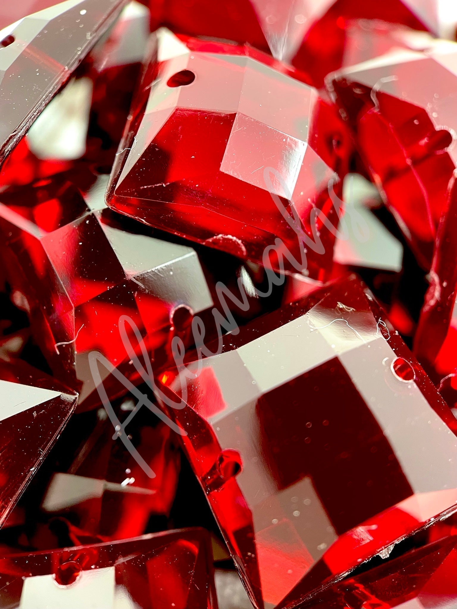 Dark Red Square Acrylic Jewel - Aleemahs