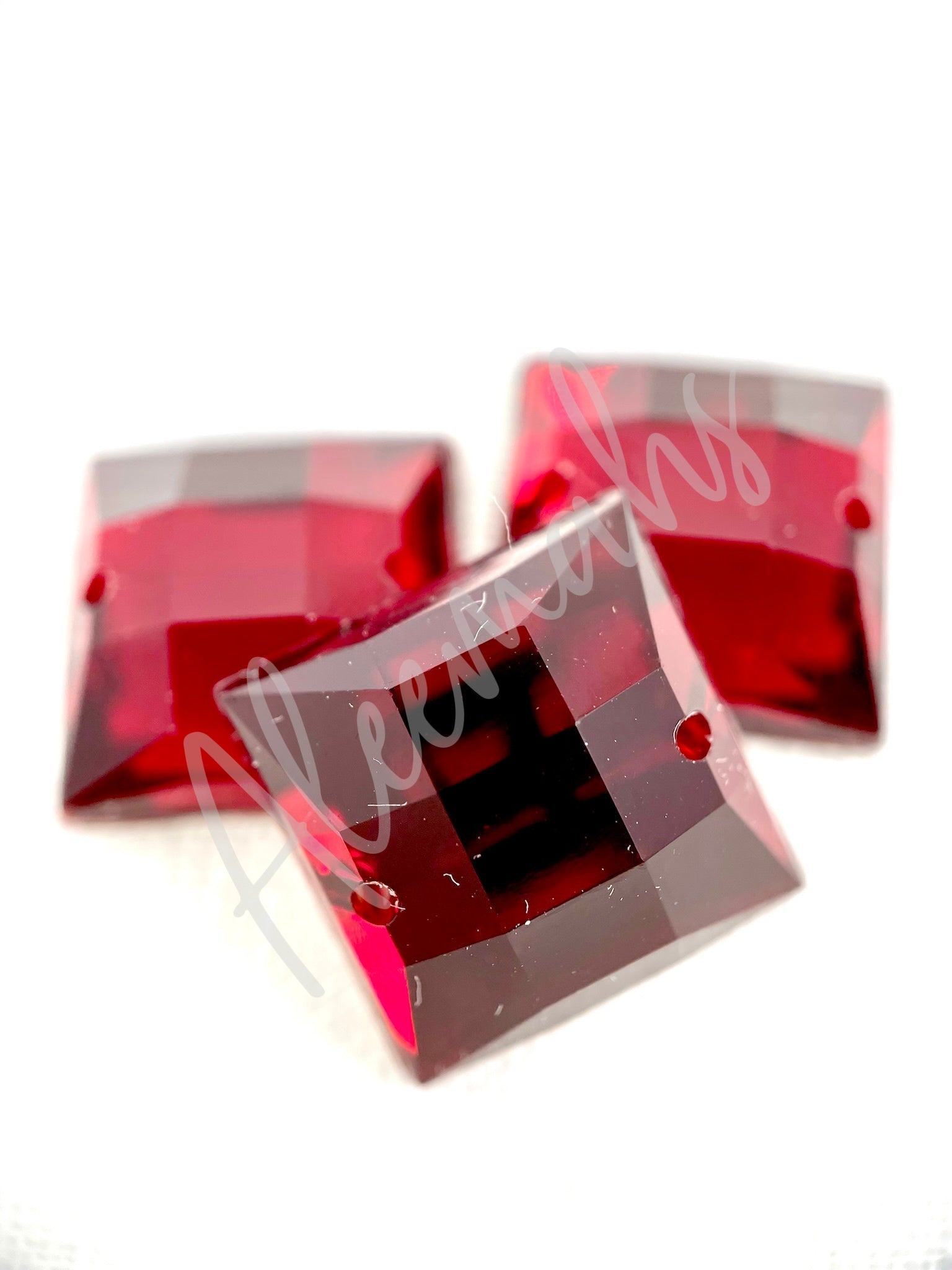 Dark Red Square Acrylic Jewel - Aleemahs