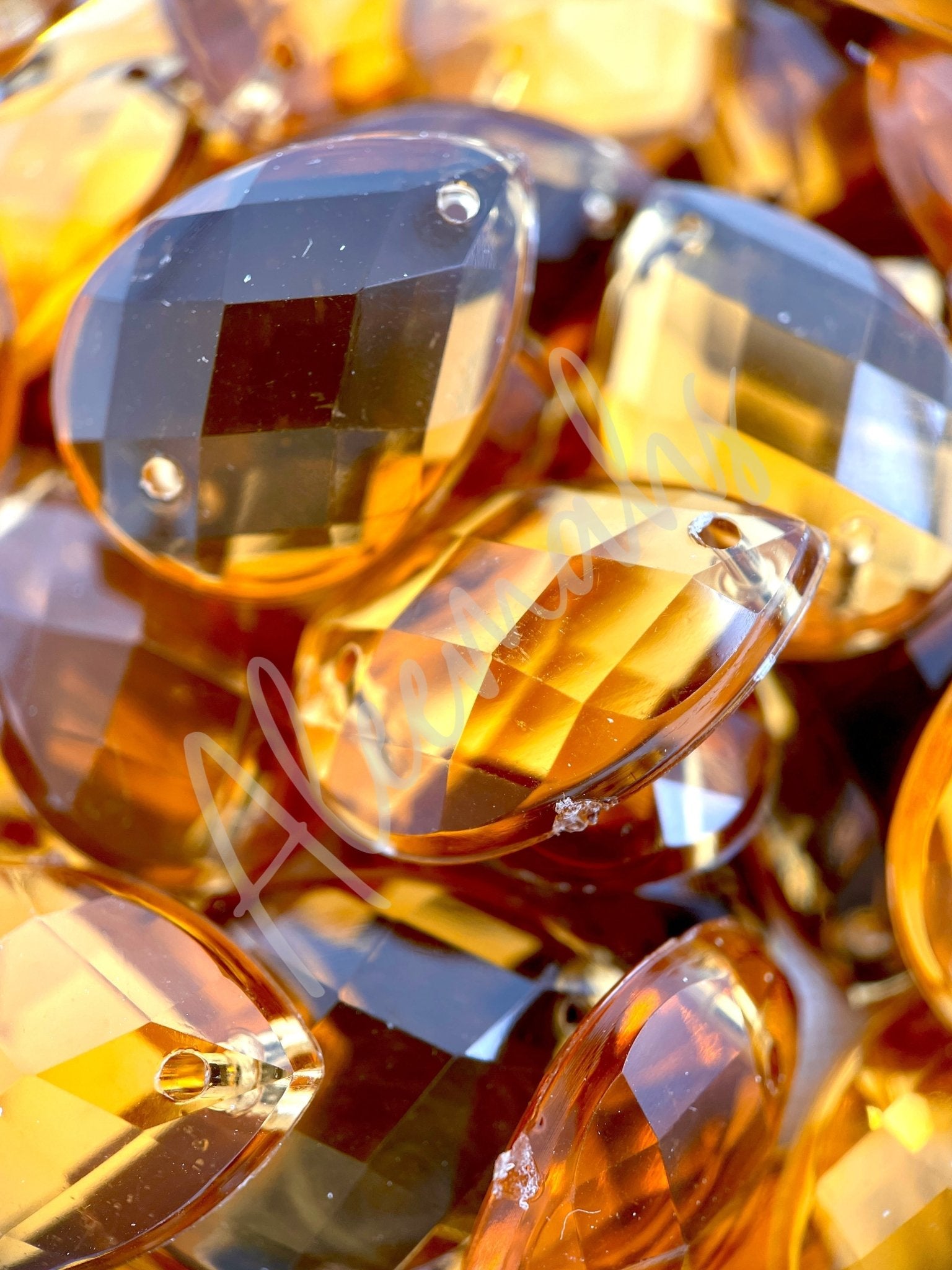 Dark Topaz Teardrop Acrylic Jewel - Aleemahs