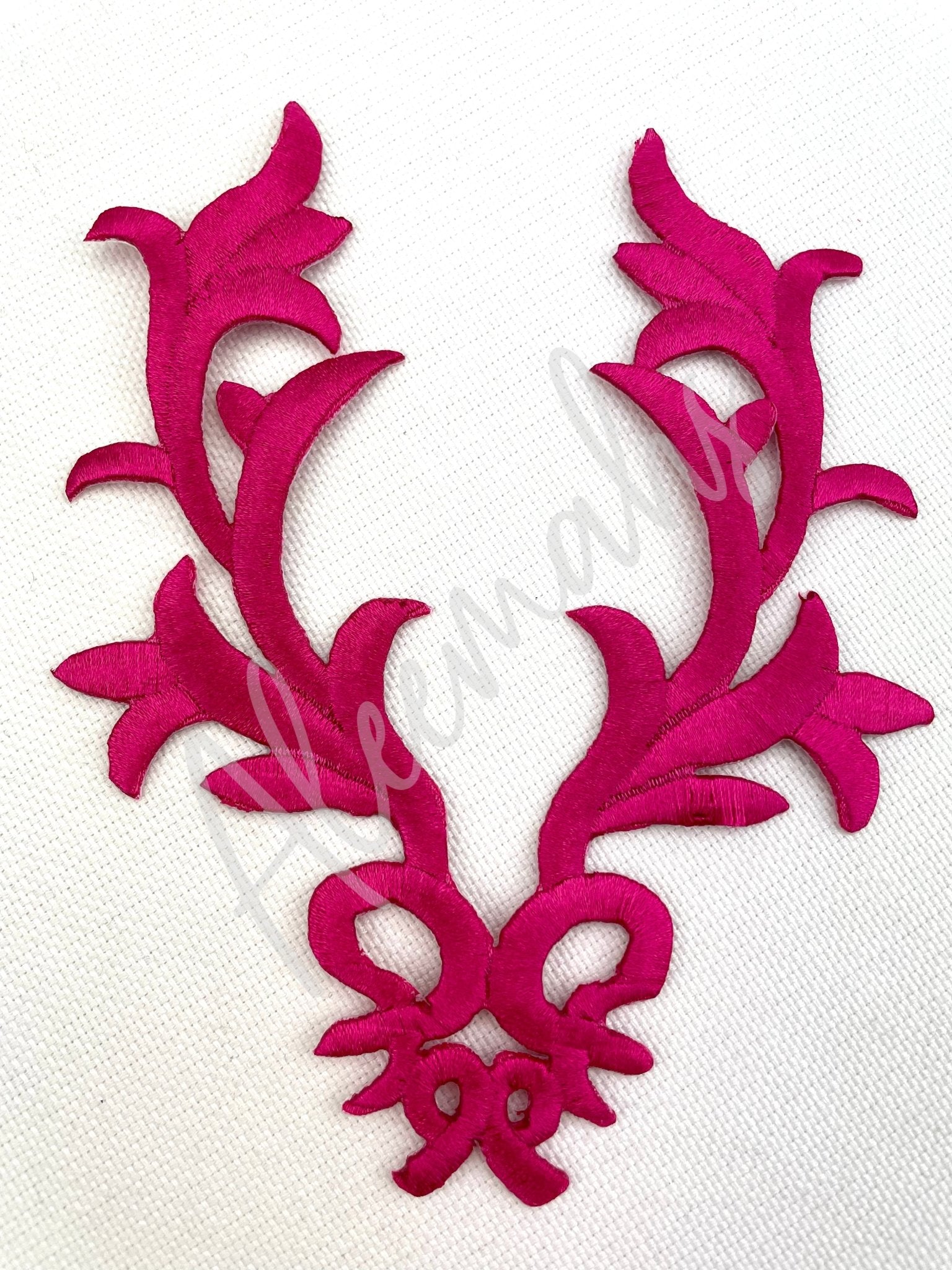 EMB - 001: Fuchsia neck applique - Aleemahs