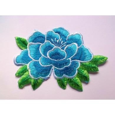 EMB - 010: Turquoise flower applique - Aleemahs