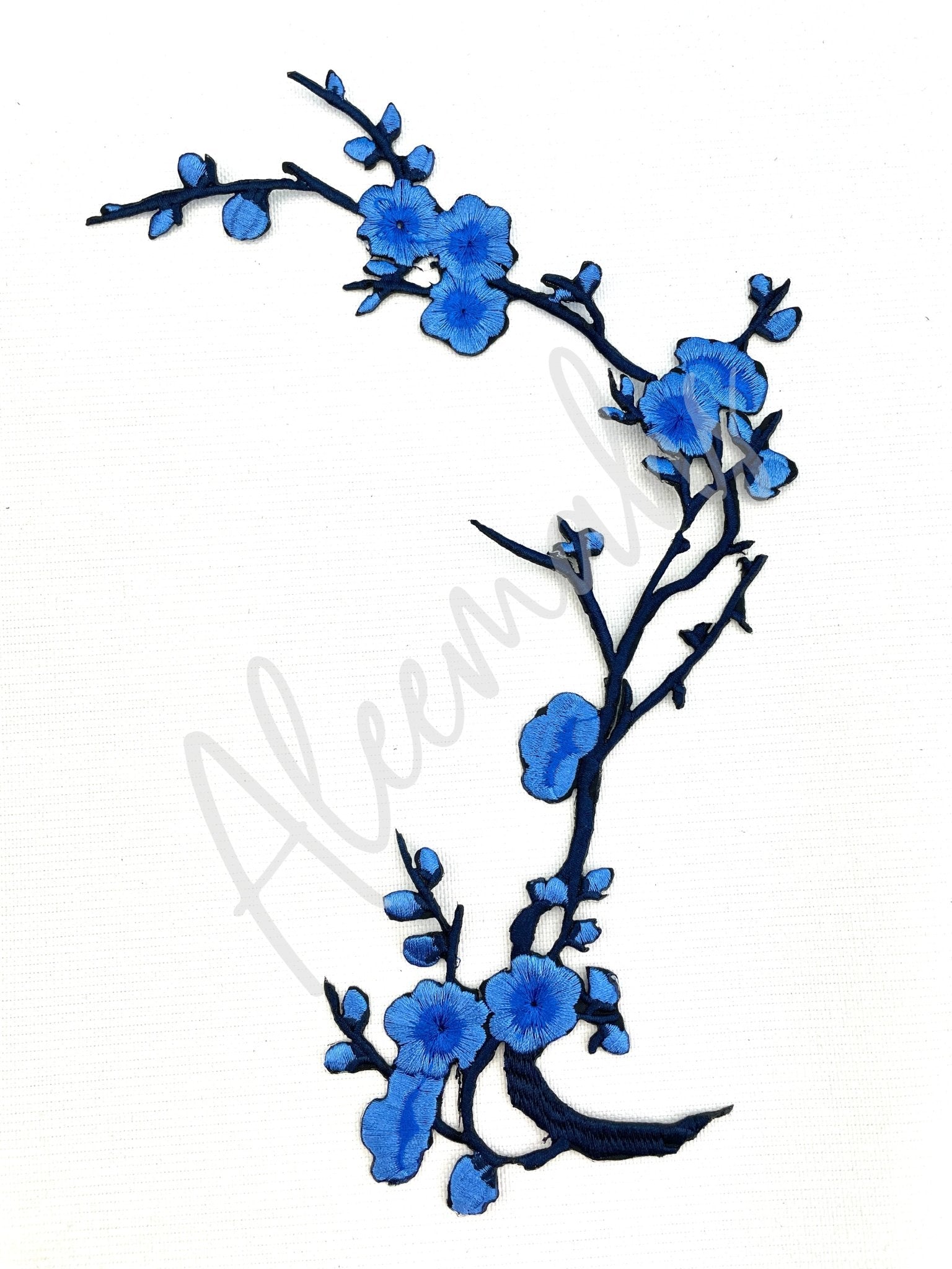 EMB - 032: Dark Blue floral spray - Aleemahs