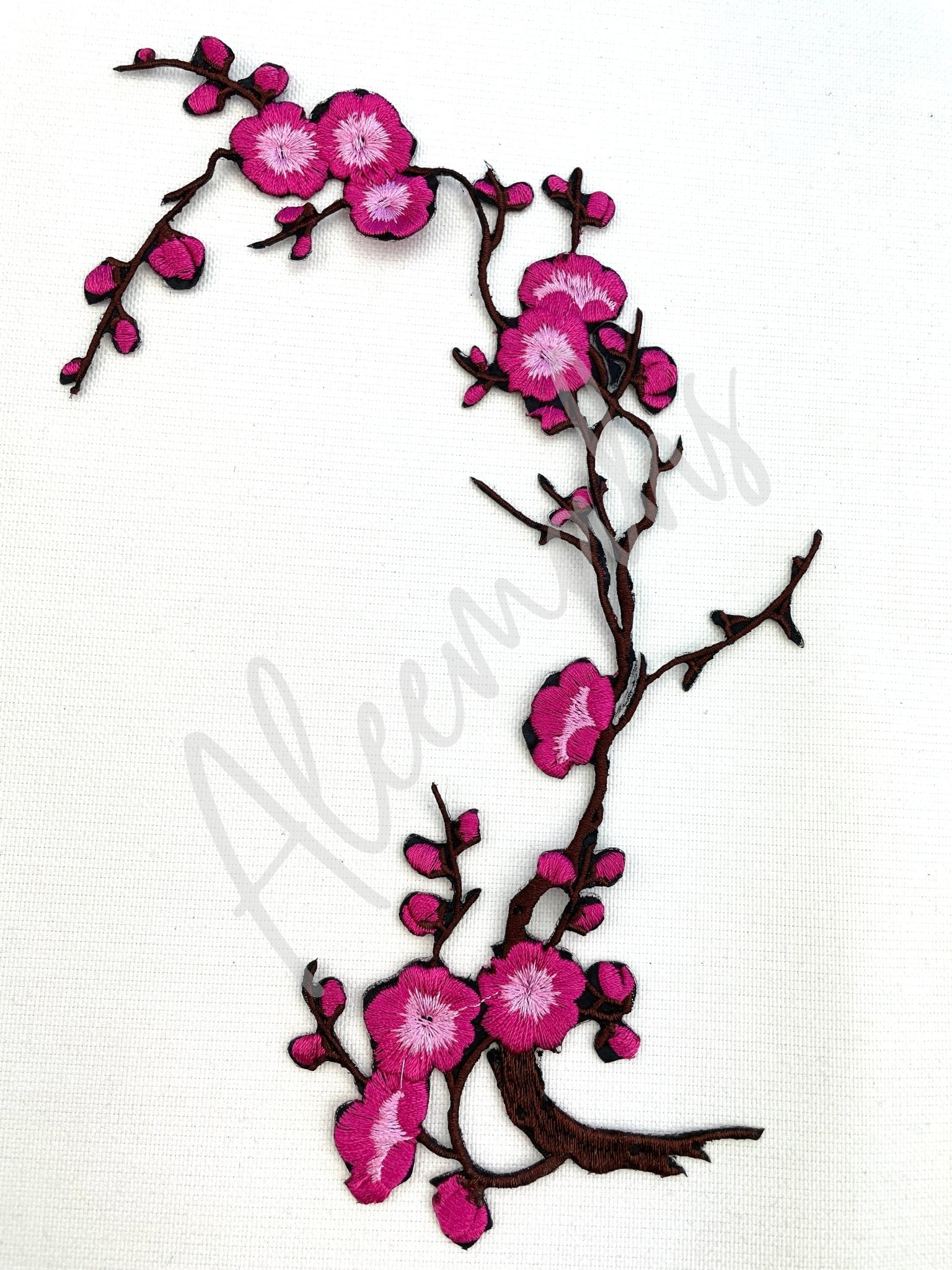 EMB - 032: Dark pink and brown floral spray - Aleemahs