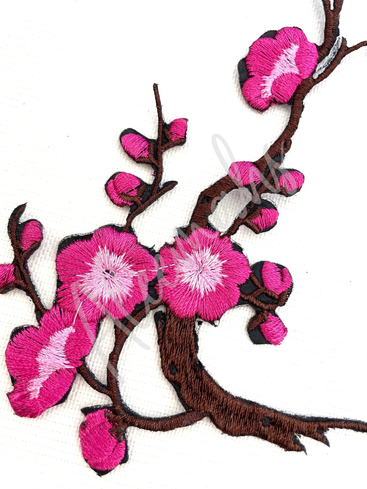 EMB - 032: Dark pink and brown floral spray - Aleemahs