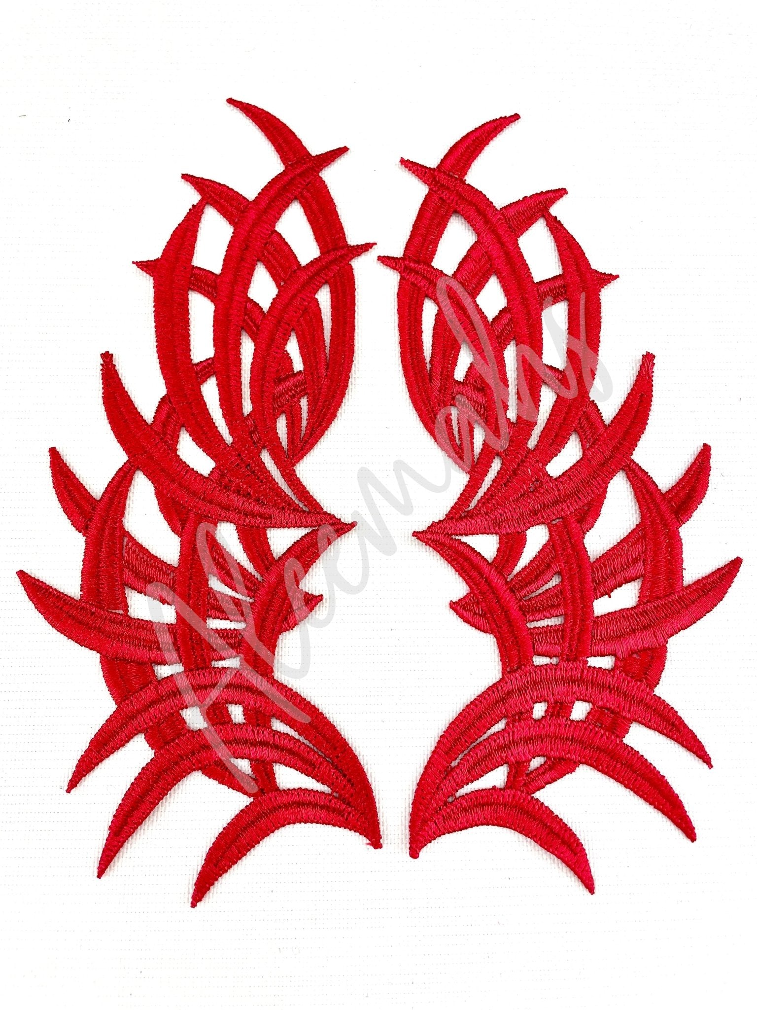 EMB - 033: Embroidered dynamic pair: Red - Aleemahs