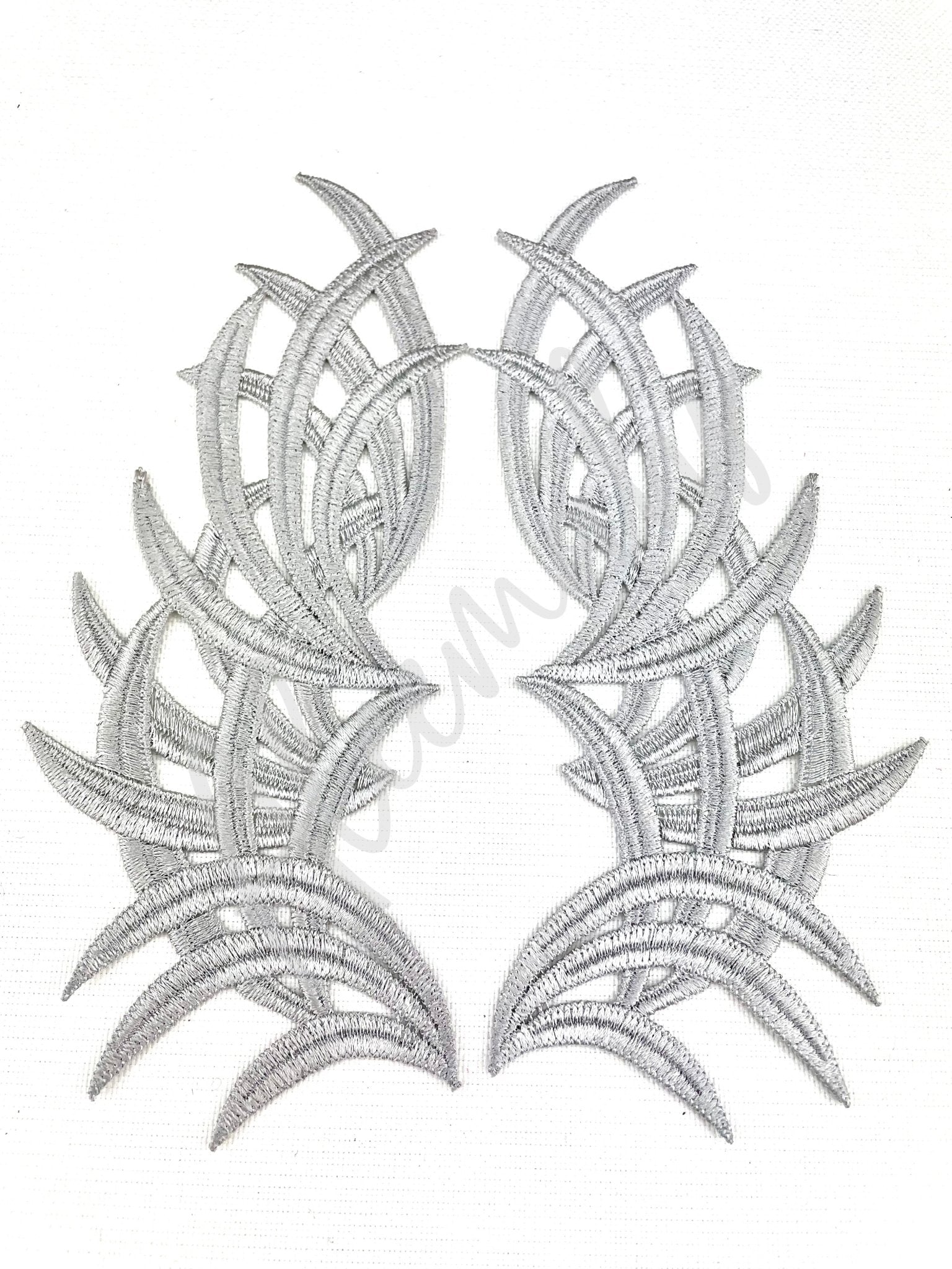 EMB - 033: Embroidered dynamic pair: Silver - Aleemahs