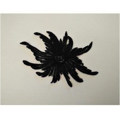 EMB - 034: Embroidered swirl star: Black - Aleemahs