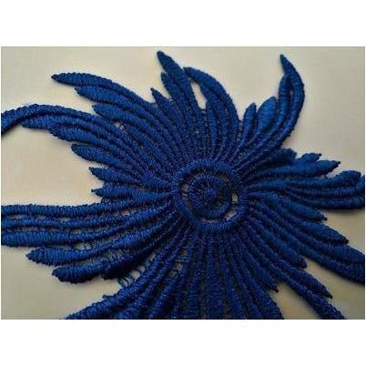 EMB - 034: Embroidered swirl star: Blue - Aleemahs