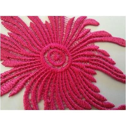 EMB - 034: Embroidered swirl star: Fuchsia - Aleemahs