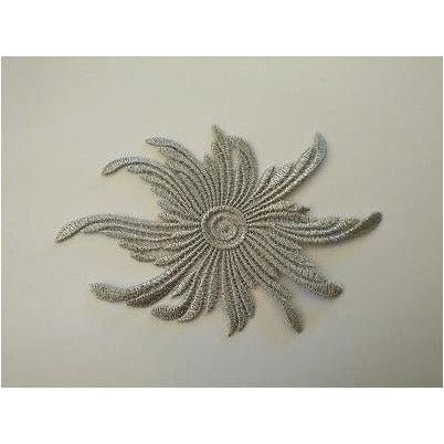 EMB - 034: Embroidered swirl star: Silver - Aleemahs