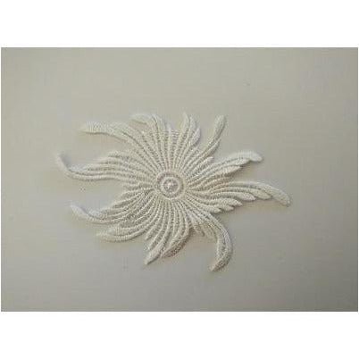 EMB - 034: Embroidered swirl star: White - Aleemahs