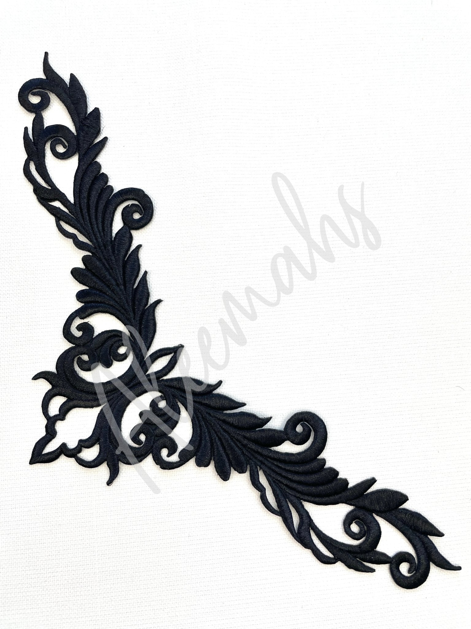 EMB - 037: Black embroidered neck applique - Aleemahs