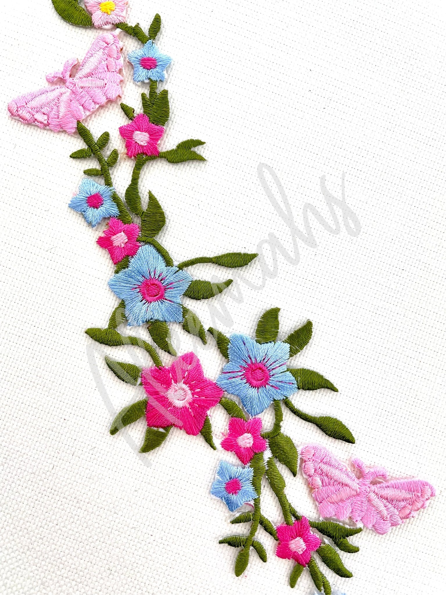 EMB - 1052 Blue / Pink lace piece - Aleemahs