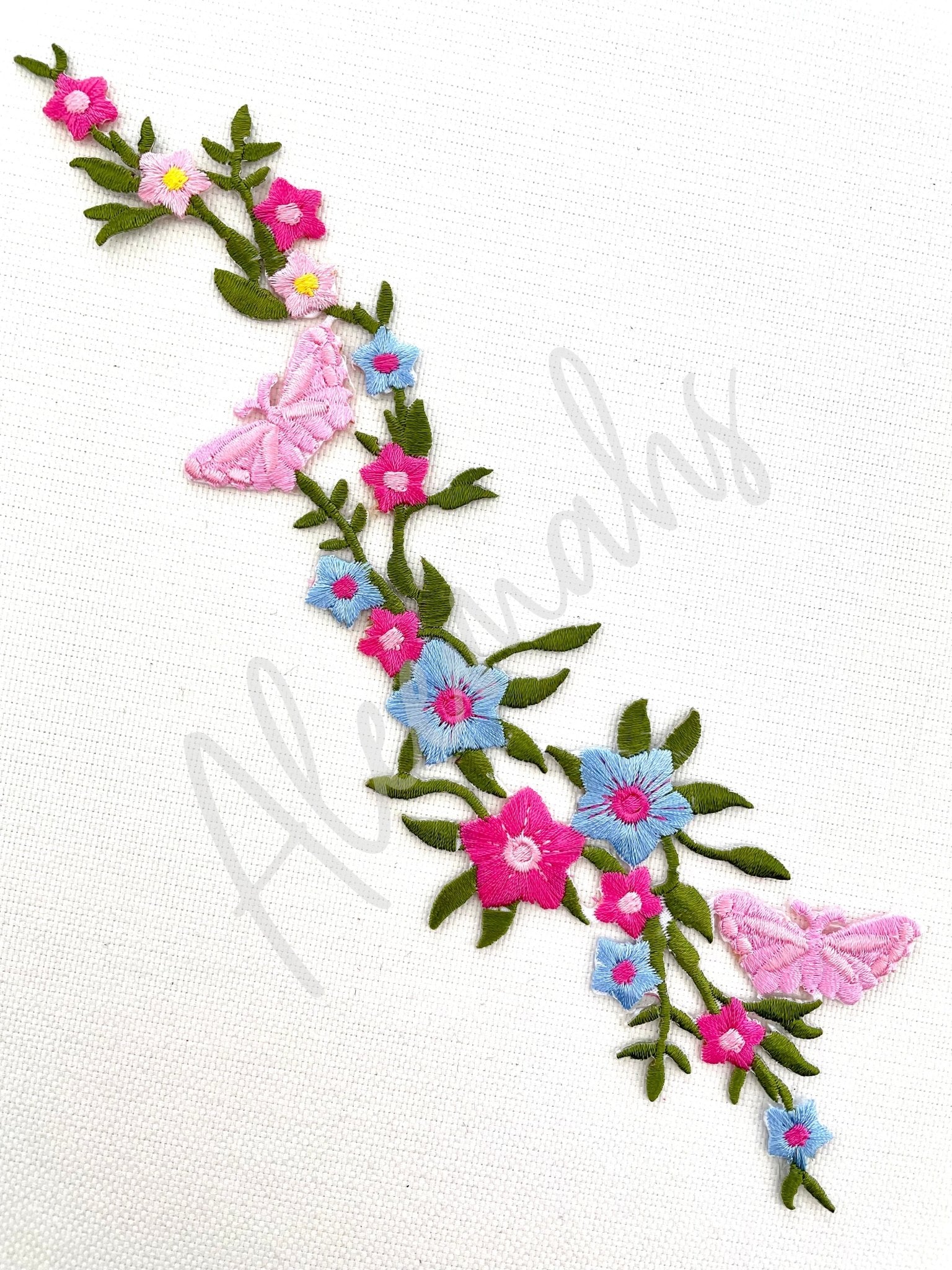EMB - 1052 Blue / Pink lace piece - Aleemahs