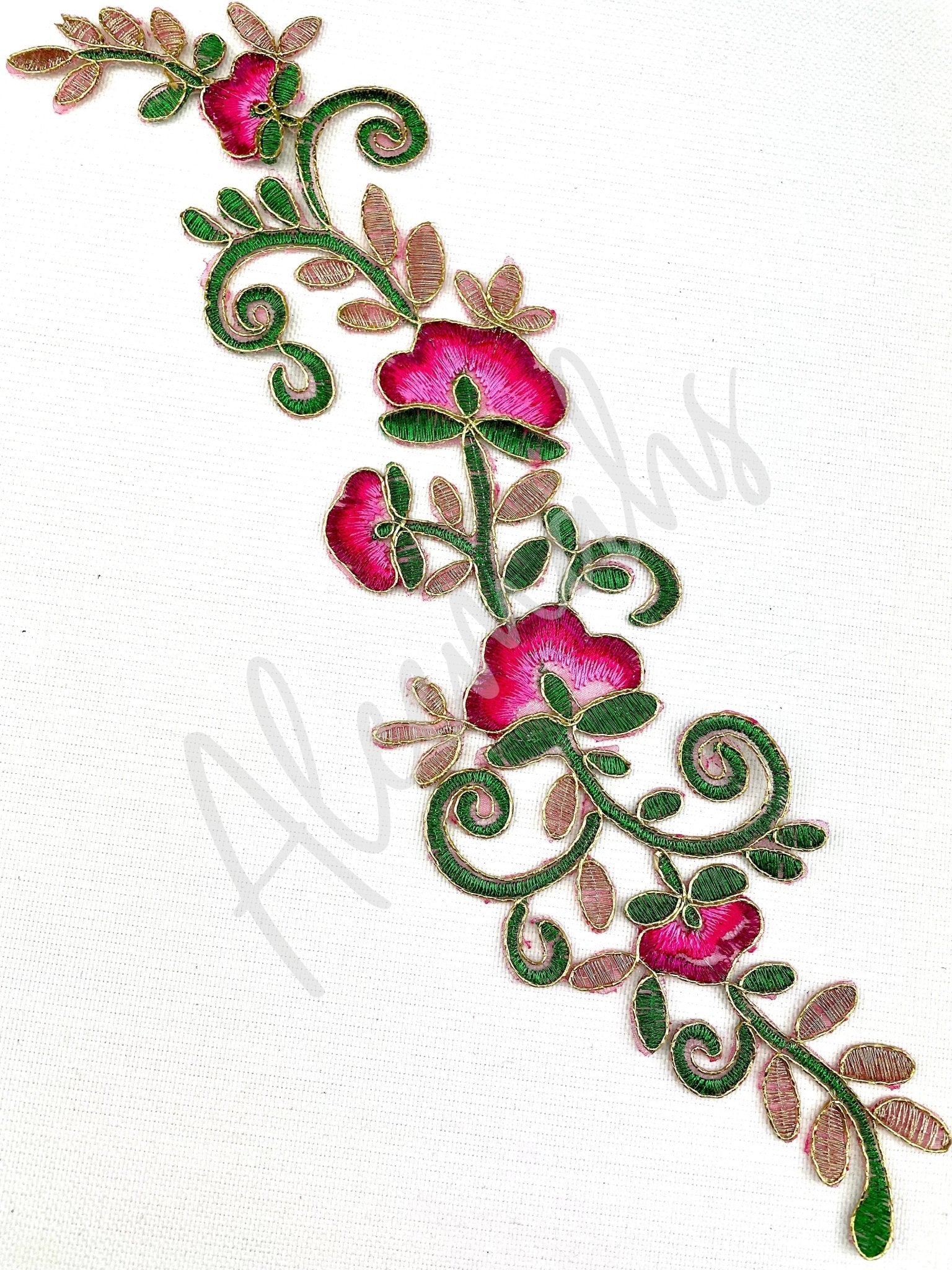 EMB - 1089 Dark Pink embroidered applique - Aleemahs