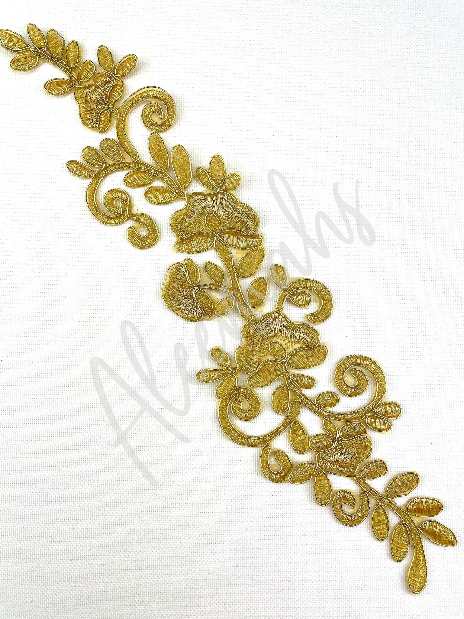 EMB - 1089 Metallic Gold embroidered applique - Aleemahs