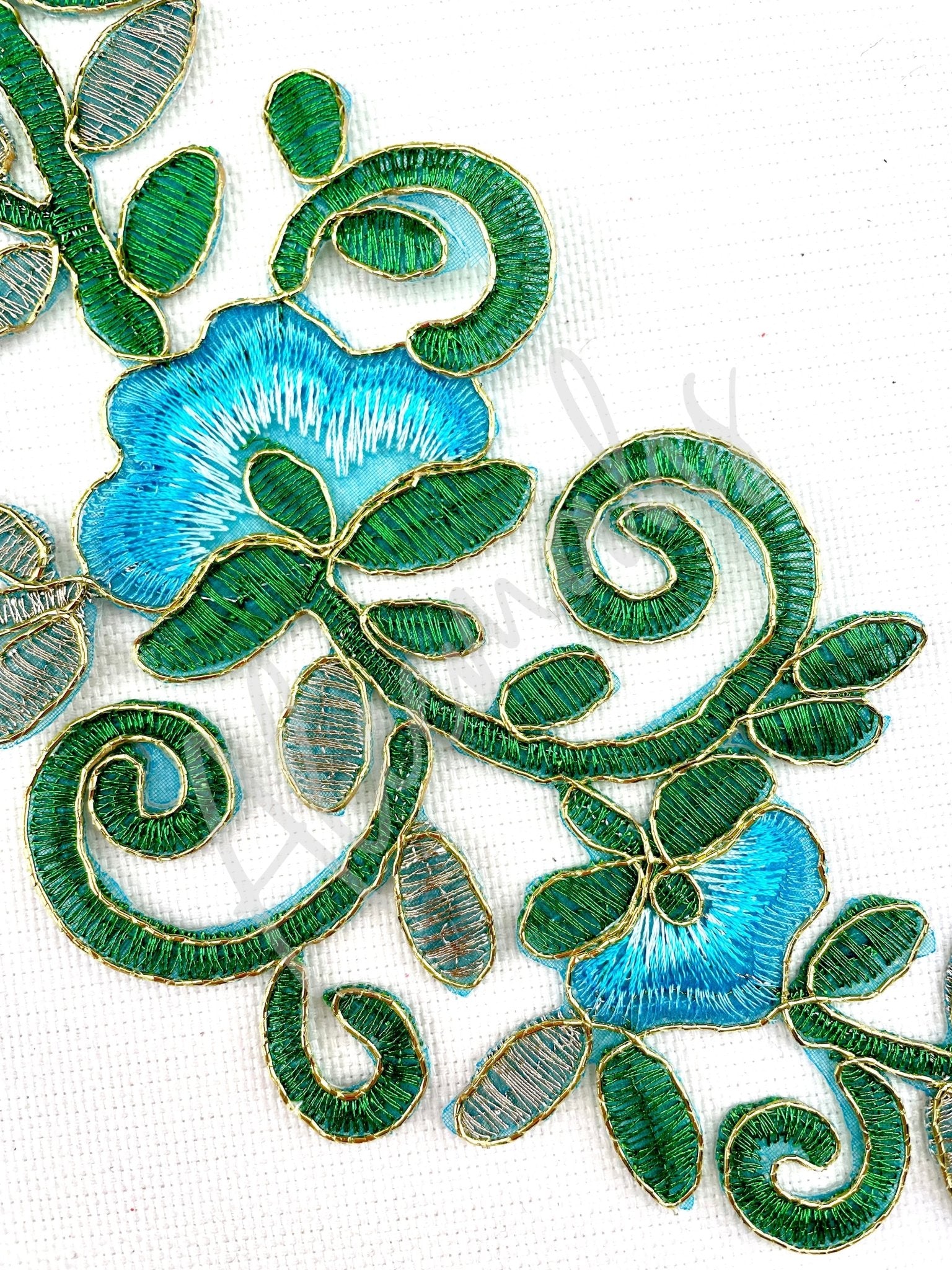 EMB - 1089 Turquoise embroidered applique - Aleemahs