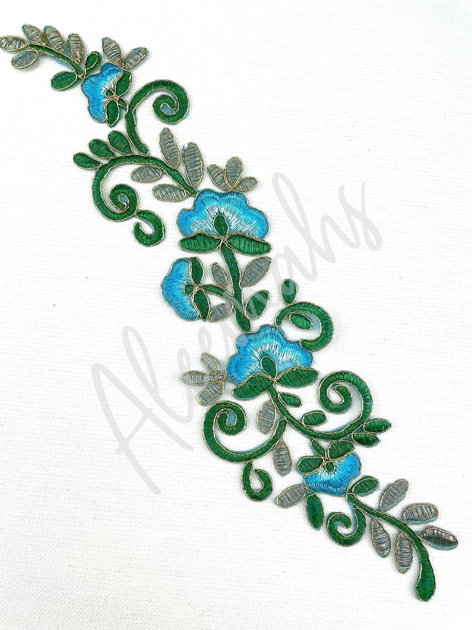 EMB - 1089 Turquoise embroidered applique - Aleemahs