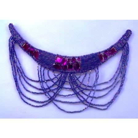 F - 006: Purple sequin and bead applique with loops - Aleemahs