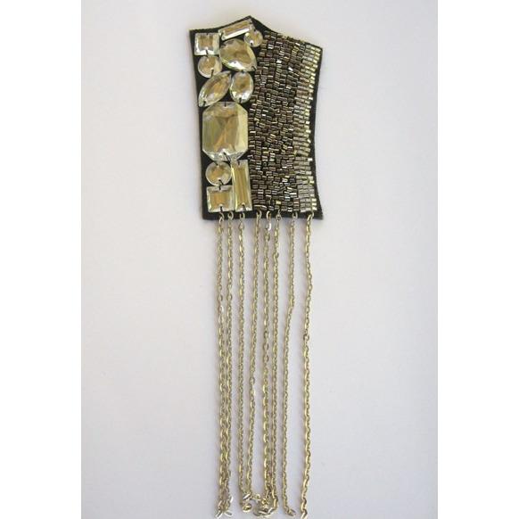 F - 015, Felt back applique with chain fringe - Aleemahs