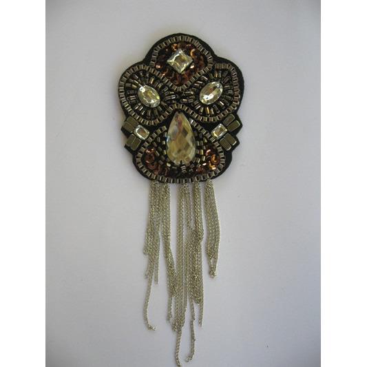 F - 016, Felt back applique with chain fringe - Aleemahs
