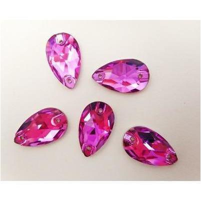 Rose Pink  Teardrop 11 x 18mm Glass Jewel