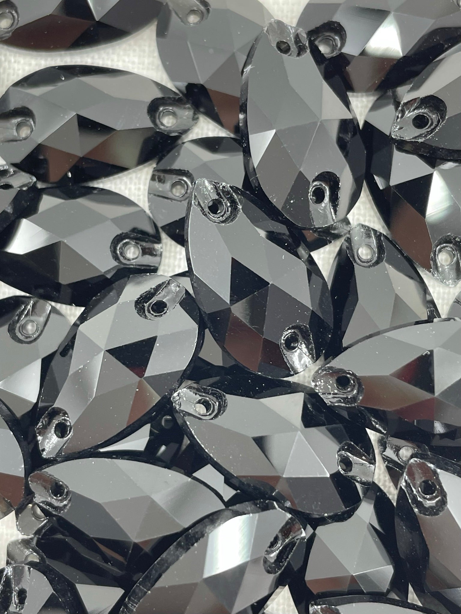 Jet Teardrop 11 x 18mm Glass Jewel - Aleemahs